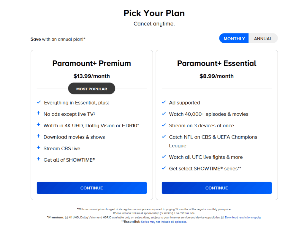 Paramount+ Military Discount Plans