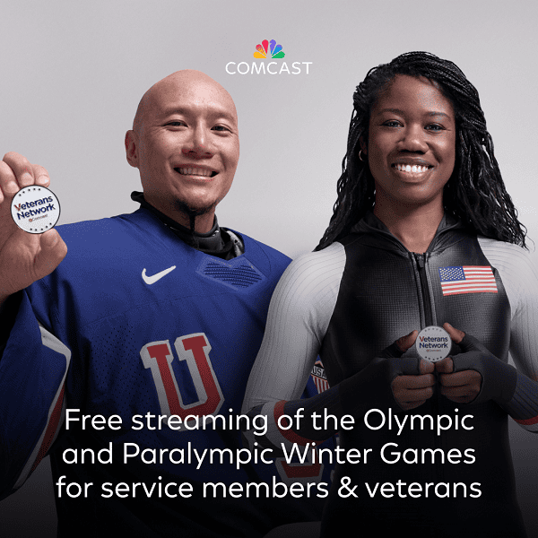 proud to team up again with the Army & Air Force Exchange Service to provide service members and veterans worldwide with free access to NBCUniversal’s coverage of the 2026 Milano Cortina Winter Olympic and Paralympic Games.