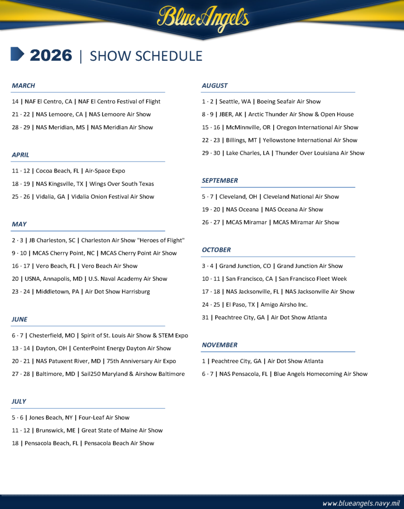Blue Angels 80th anniversary show schedule