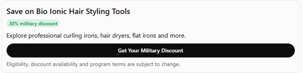 Bio Ionic Military Discount