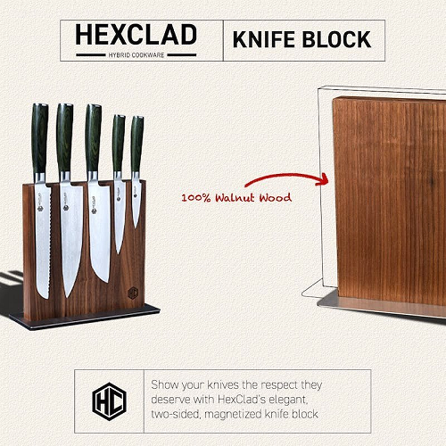 HexClad Magnetic Walnut Knife Block